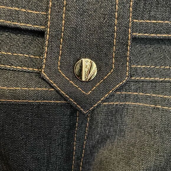 Cache Contour Collection Women’s Gold Buckle Gold Accents Pencil Skirt Size 10 - Picture 8 of 16